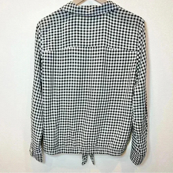 Jones New York Women's Front Tie Button Down Gingham Blouse Size Medium - Picture 8 of 13